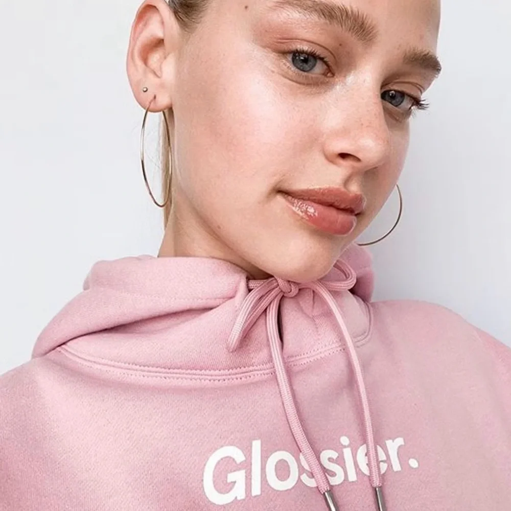 Glossier Pink Hoodie Sz Lg - Picture 1 of 5